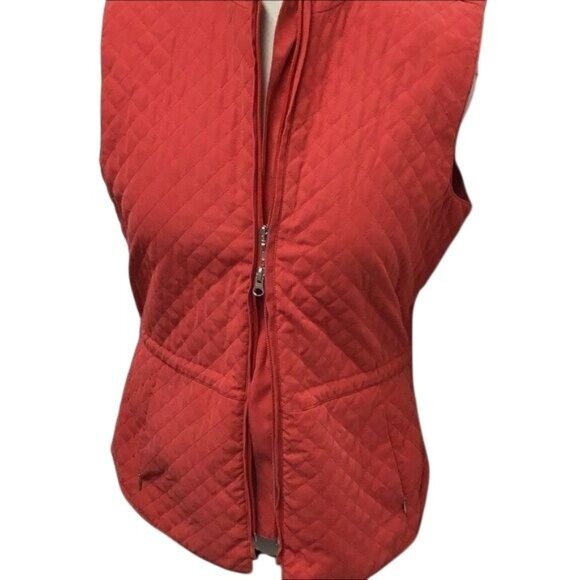 Talbots Womens Red Quilted Vest M Polyester & Nylon - Picture 3 of 9